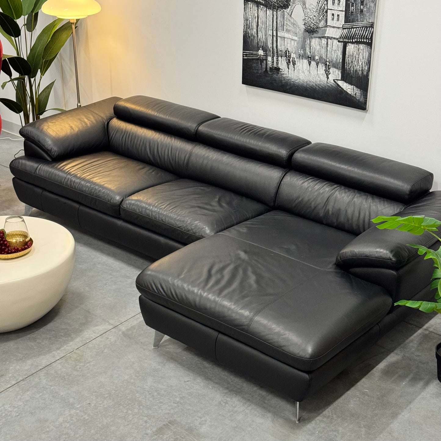 Harvey Norman 2.5 Seater Leather Sofa with Chaise