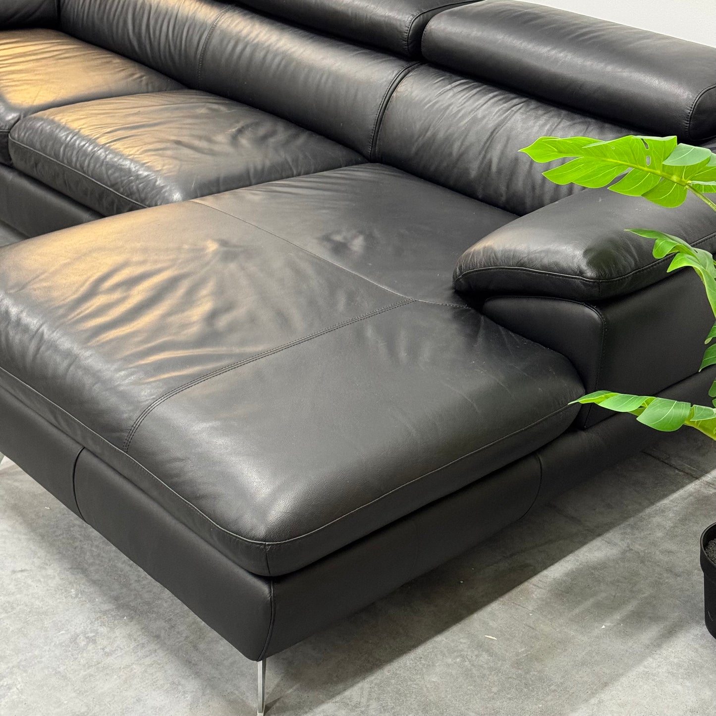Harvey Norman 2.5 Seater Leather Sofa with Chaise