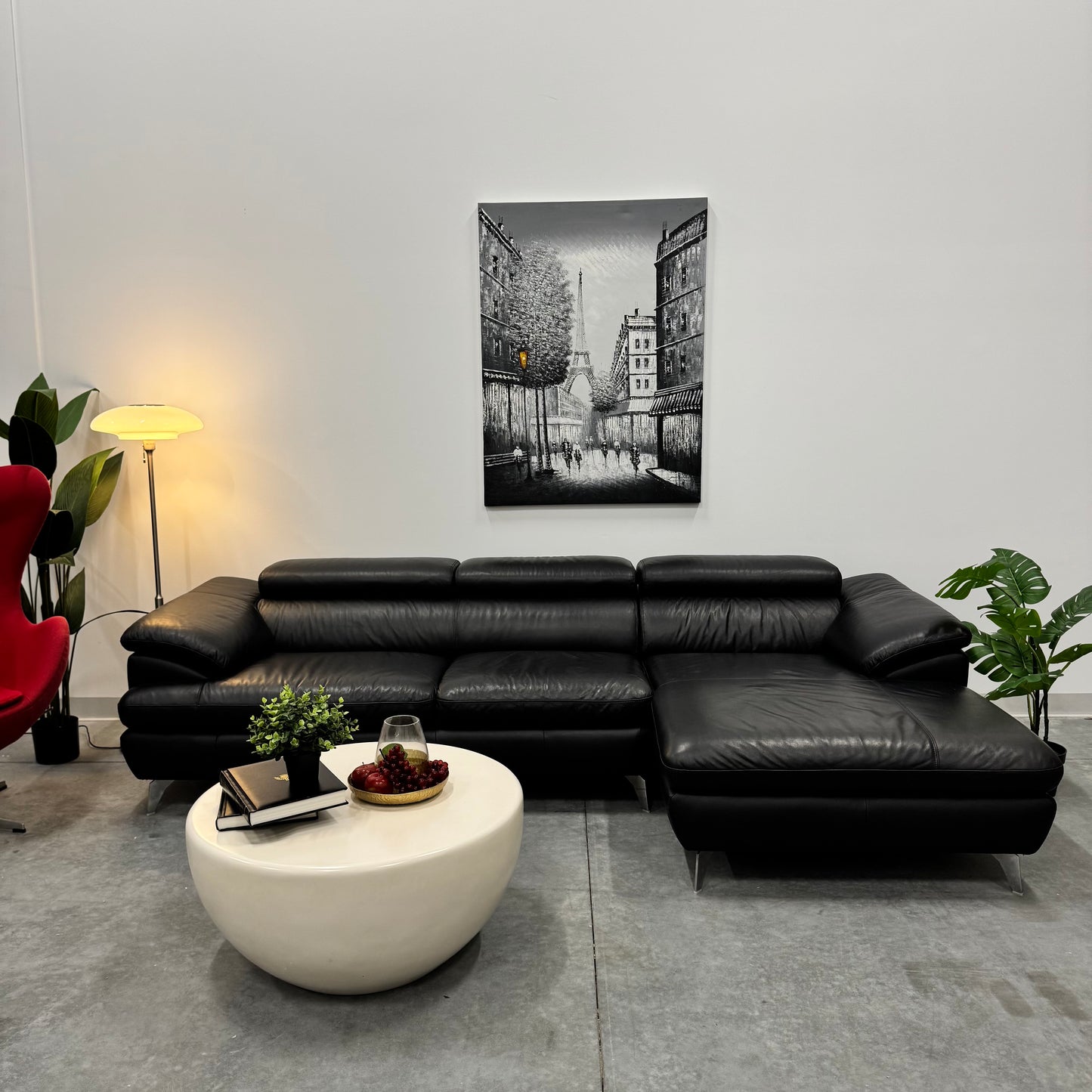 Harvey Norman 2.5 Seater Leather Sofa with Chaise