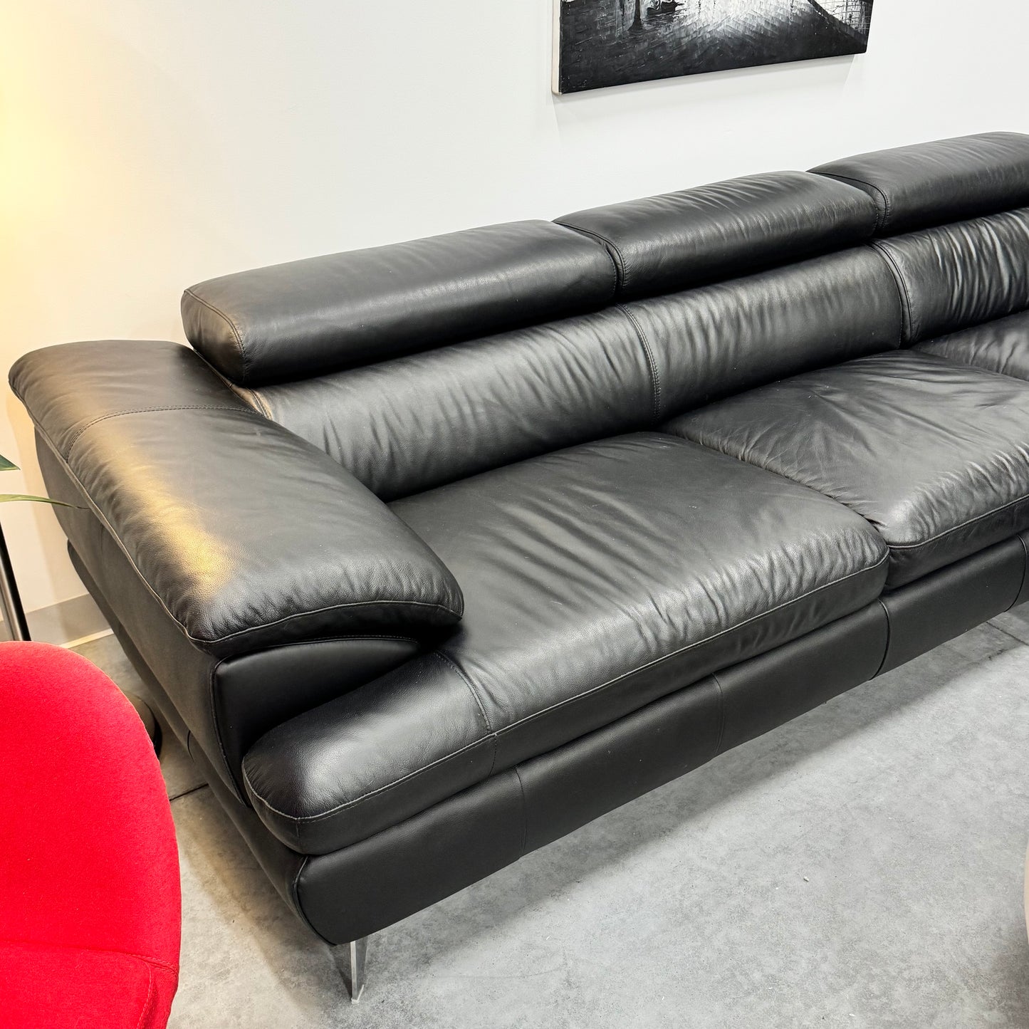 Harvey Norman 2.5 Seater Leather Sofa with Chaise