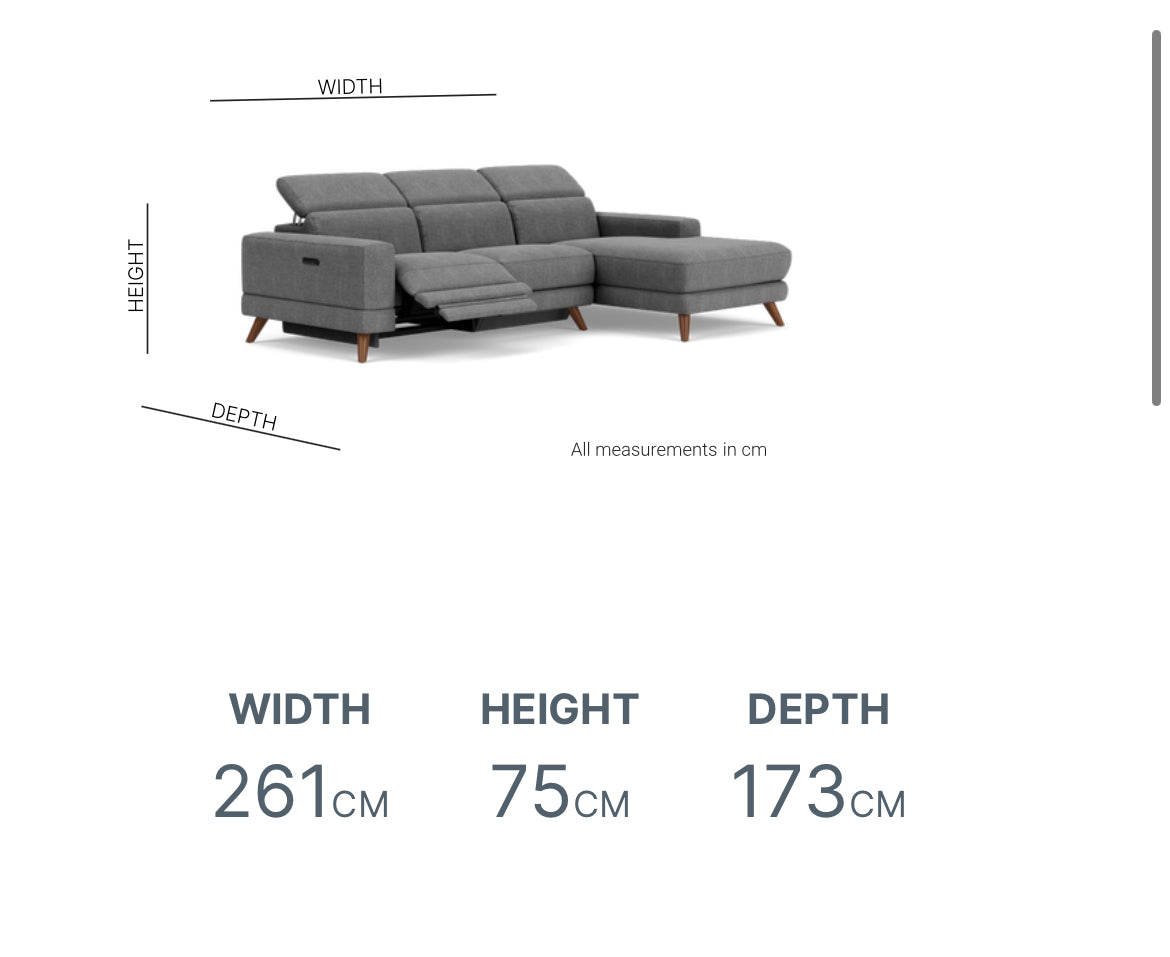 Plush 2.5 seat Electric Recliner with Chaise