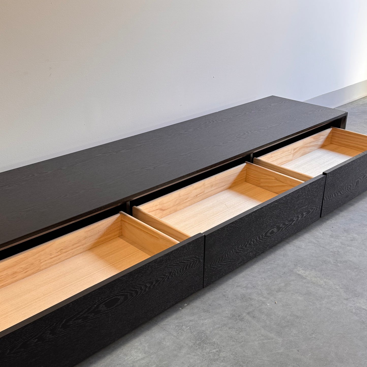 Black Solid Wood Low Line TV Unit