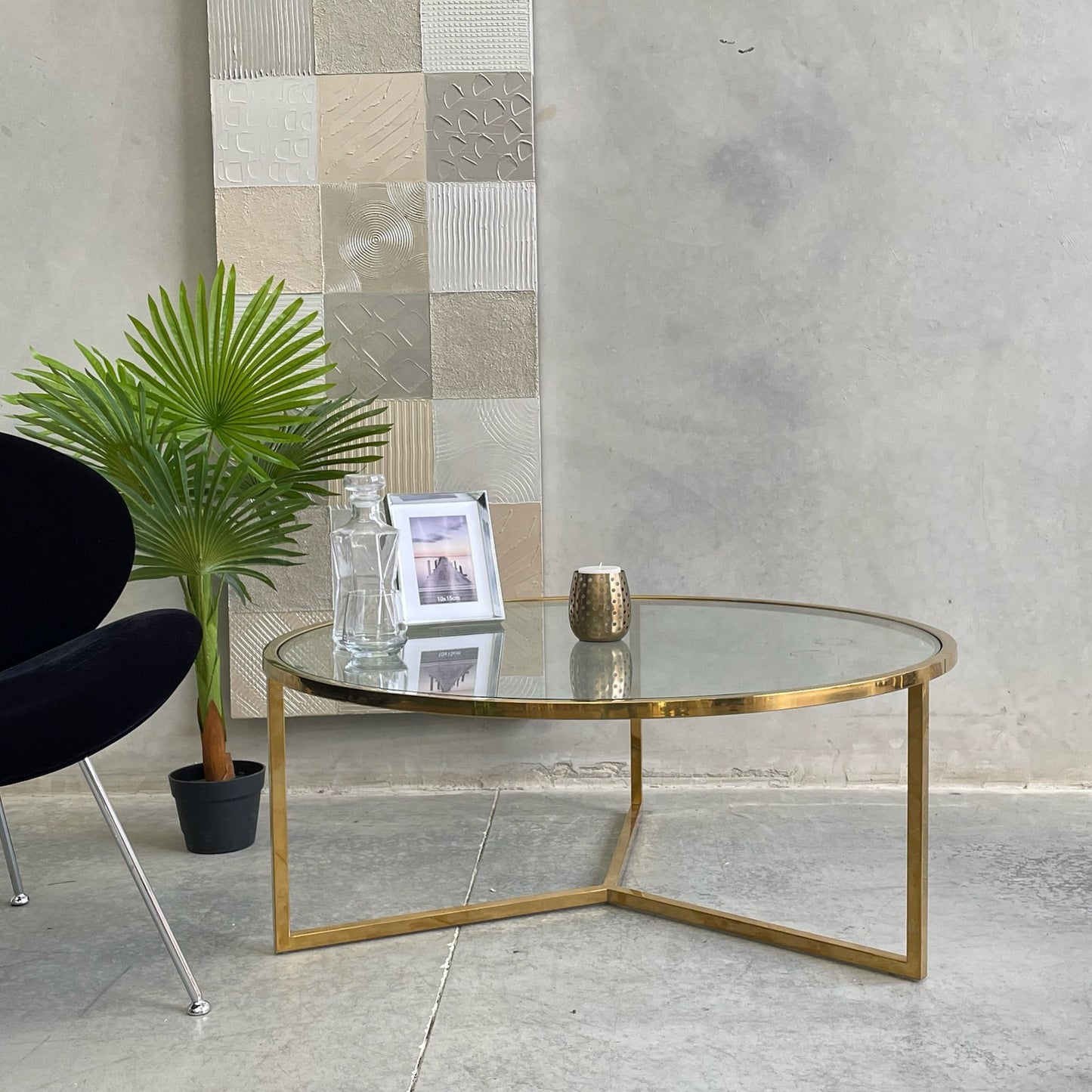 Round Gold Legs Coffee Table