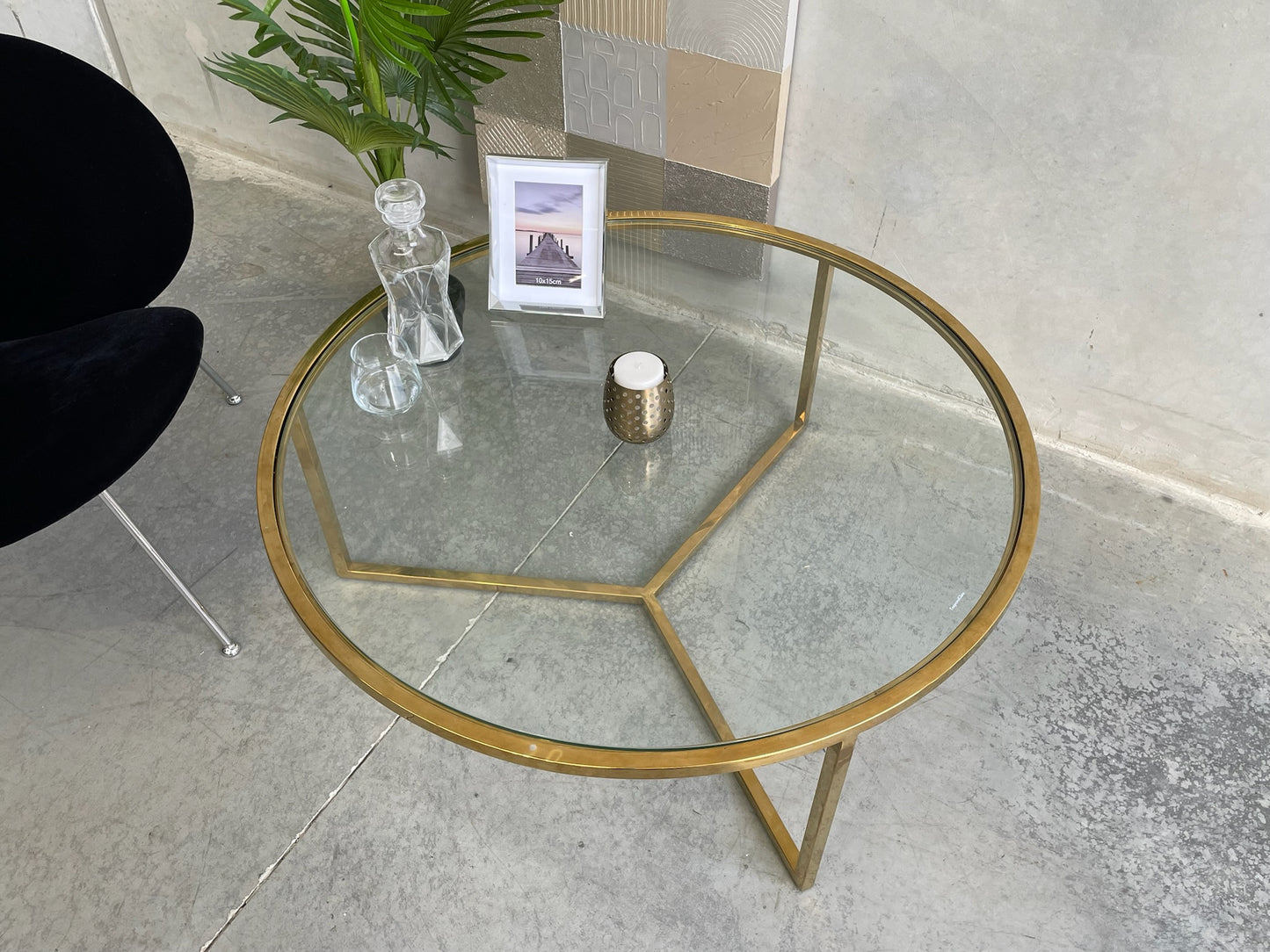 Round Gold Legs Coffee Table