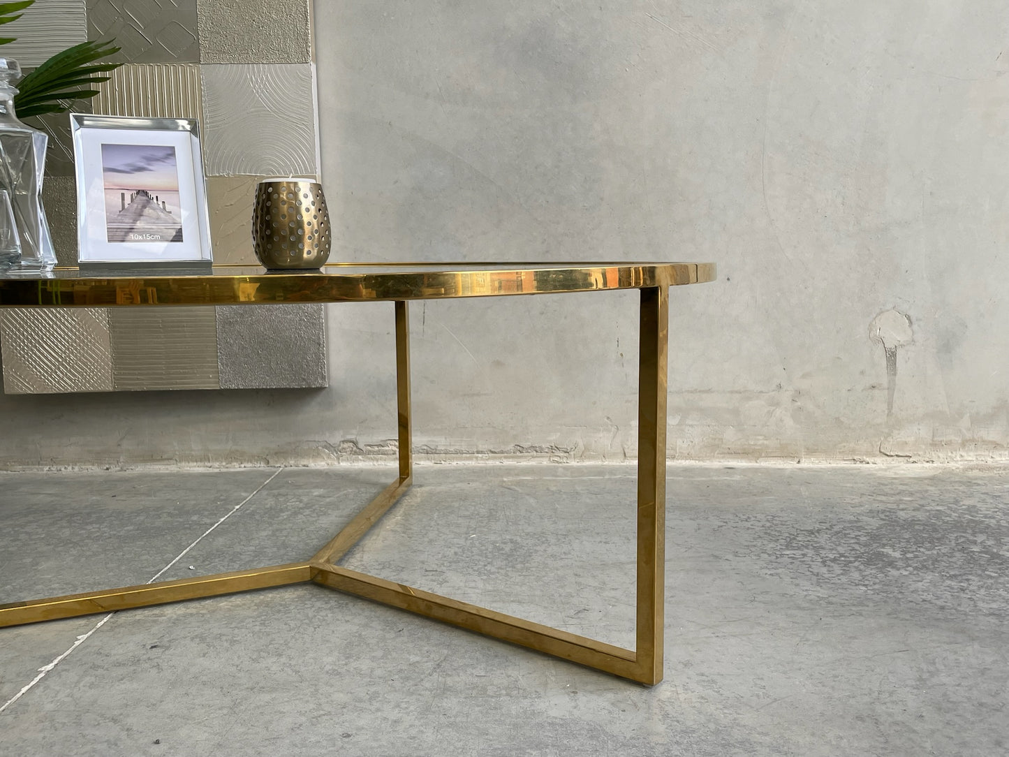 Round Gold Legs Coffee Table