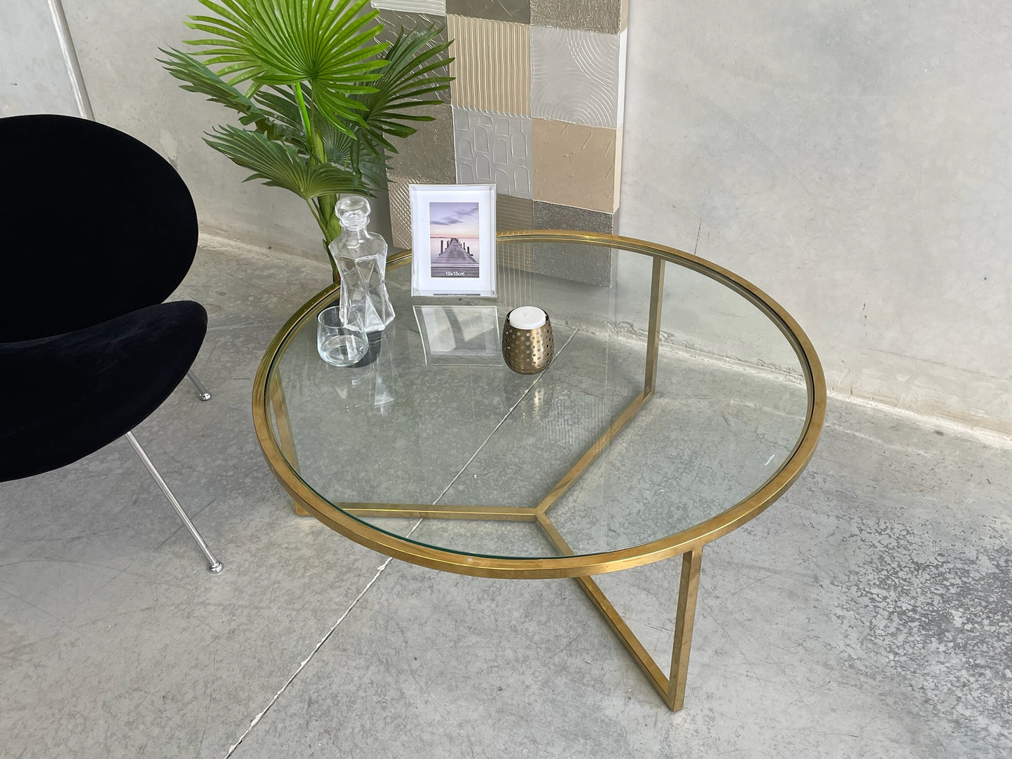 Round Gold Legs Coffee Table