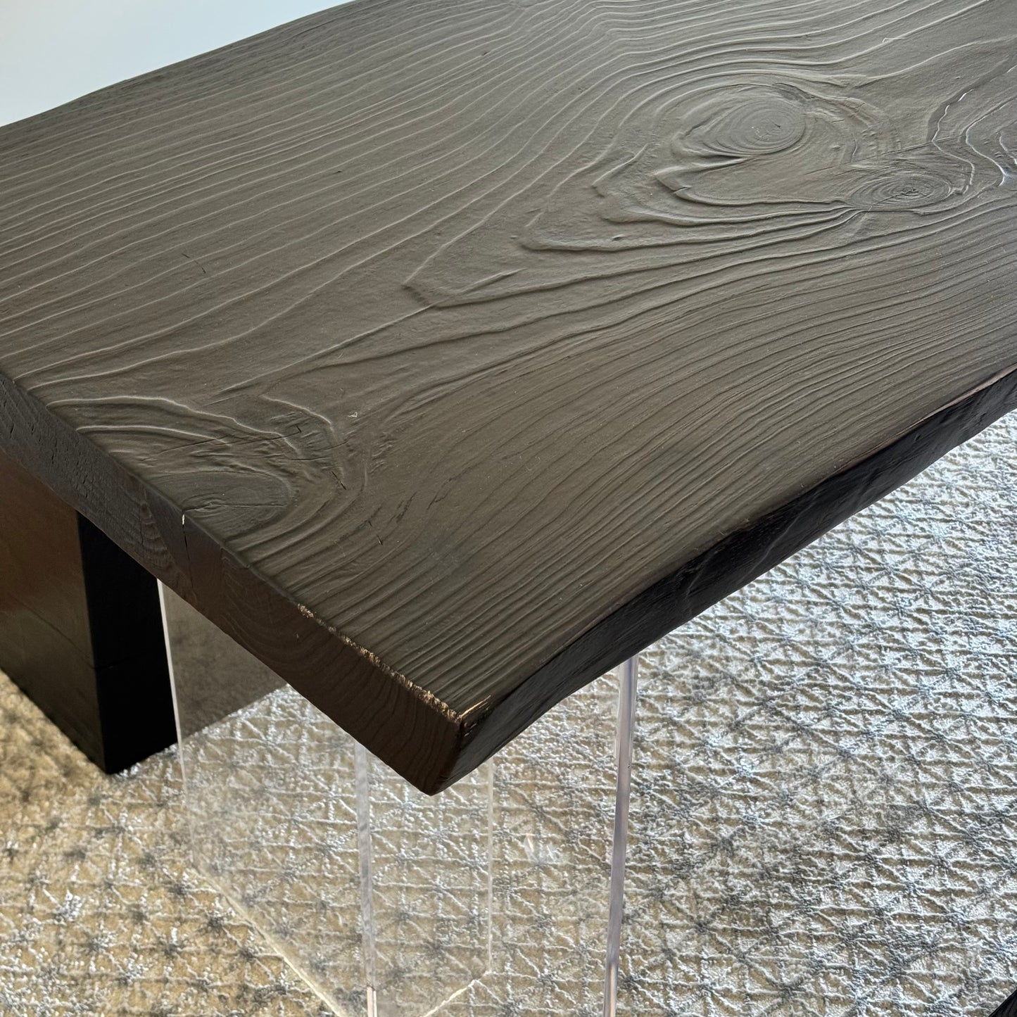 Modern Design Black Solid Wood Dining Table + Bench and Stools