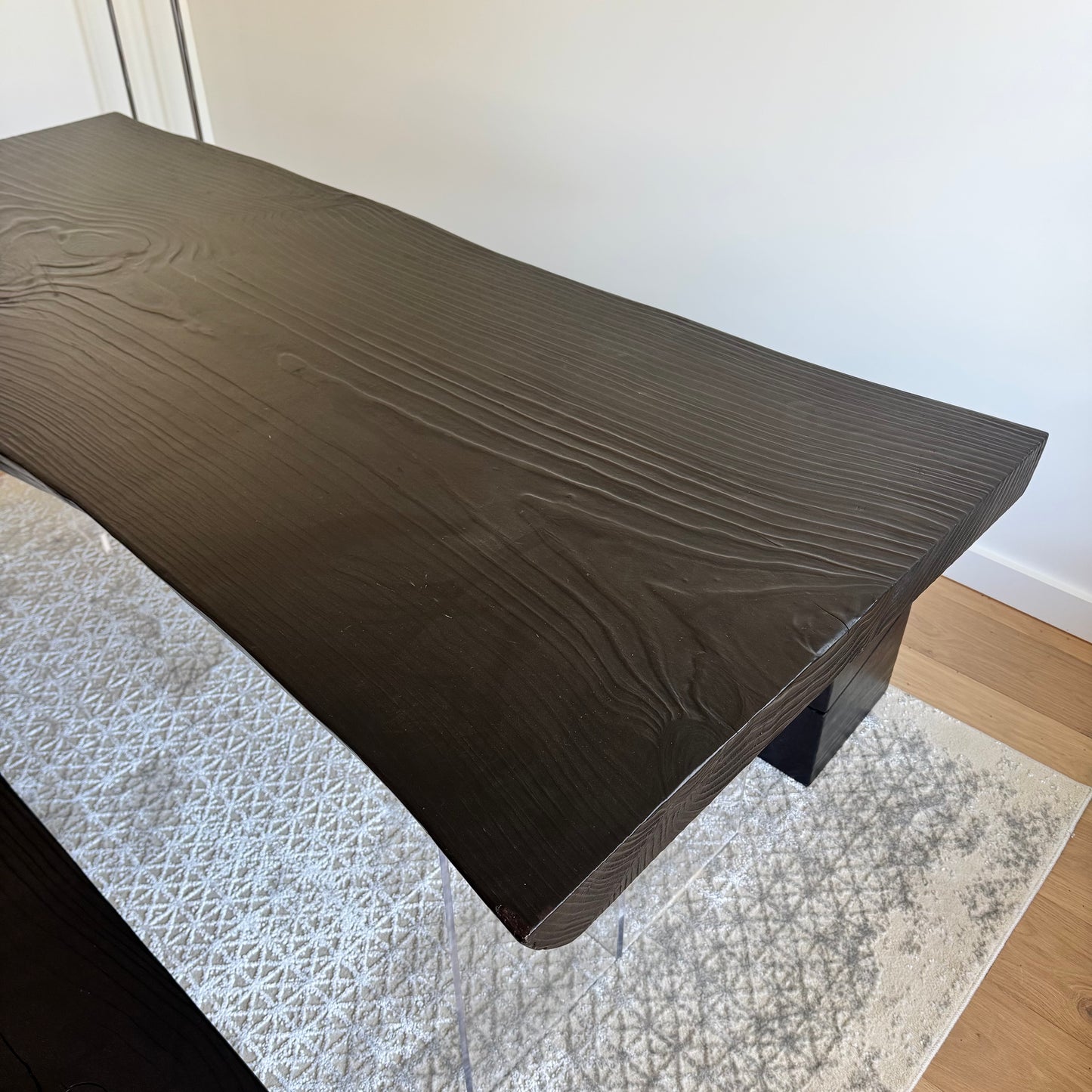 Modern Design Black Solid Wood Dining Table + Bench and Stools