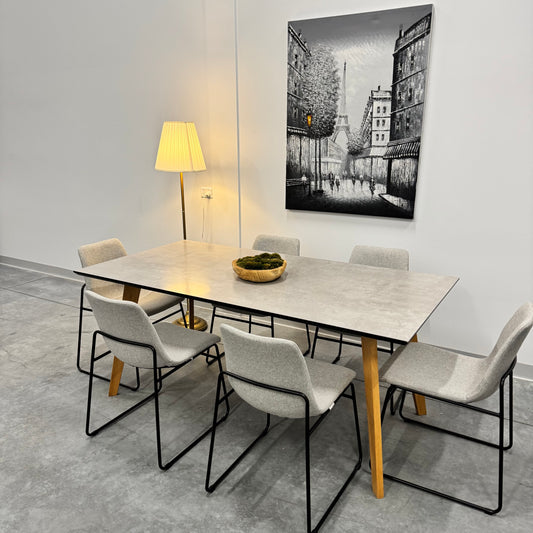 Faux Concrete Dining Table and Wood Legs (Table Only)