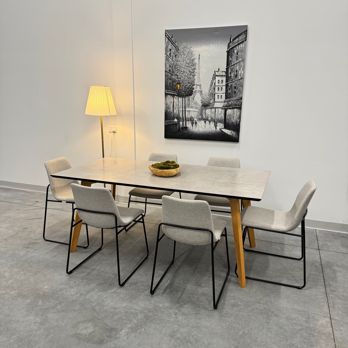 Faux Concrete Dining Table and Wood Legs (Table Only)