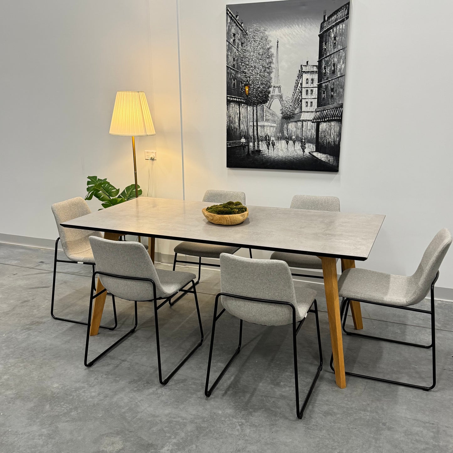 Faux Concrete Dining Table and Wood Legs (Table Only)