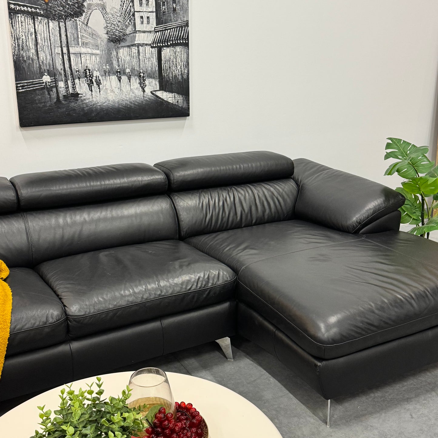 Harvey Norman 2.5 Seater Leather Sofa with Chaise