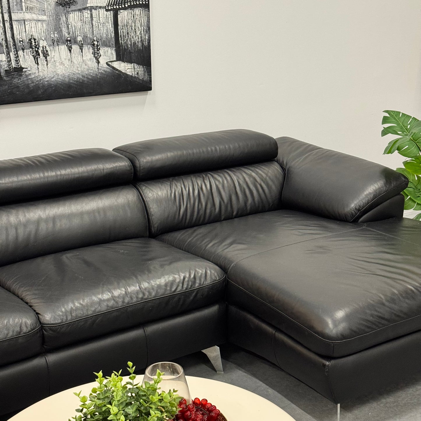 Harvey Norman 2.5 Seater Leather Sofa with Chaise