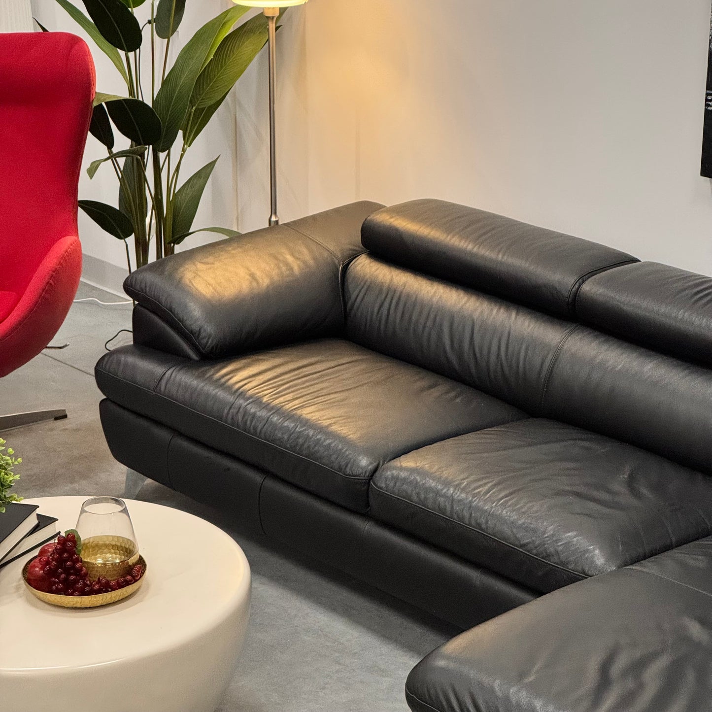Harvey Norman 2.5 Seater Leather Sofa with Chaise