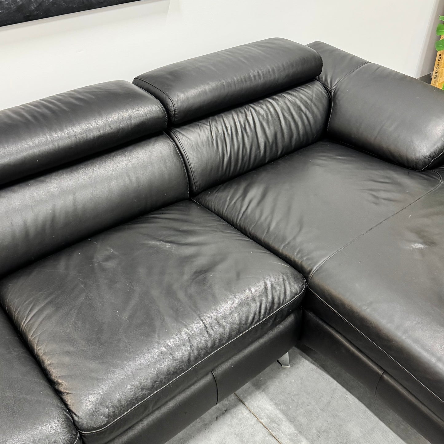 Harvey Norman 2.5 Seater Leather Sofa with Chaise