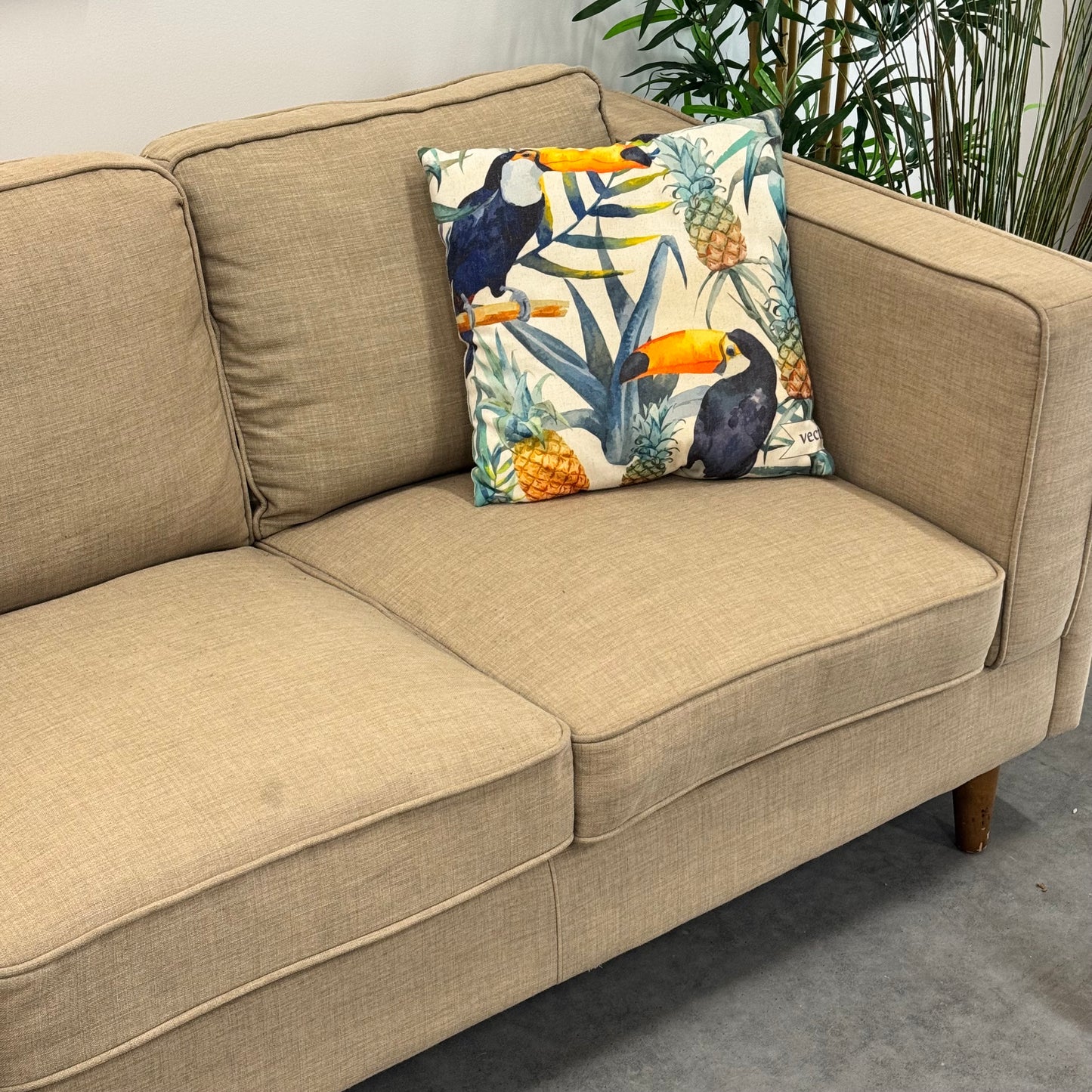 Temple & Webster Beige 3 Seater Sofa