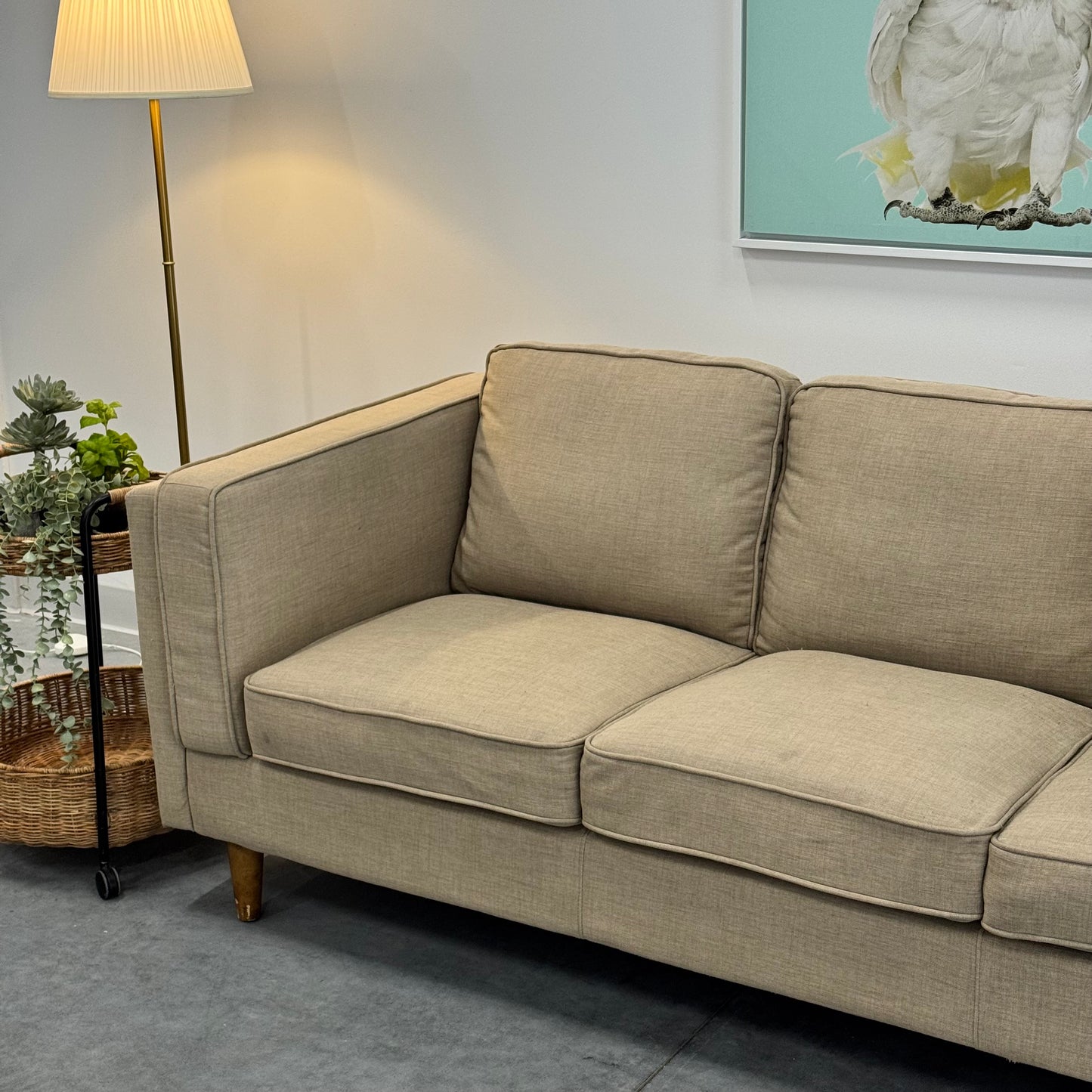 Temple & Webster Beige 3 Seater Sofa