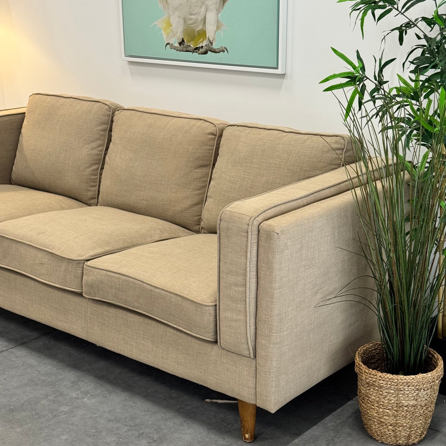 Temple & Webster Beige 3 Seater Sofa