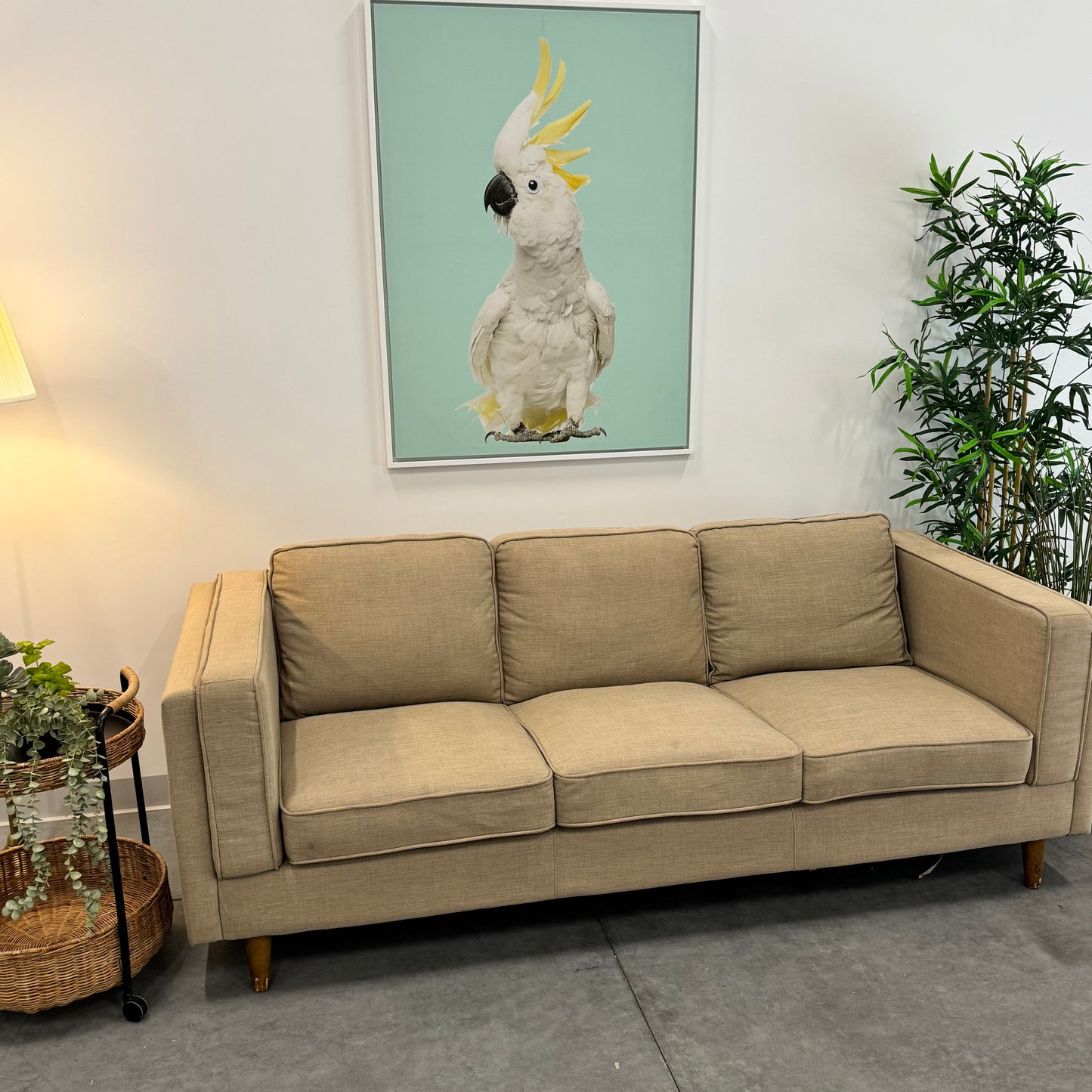 Temple & Webster Beige 3 Seater Sofa