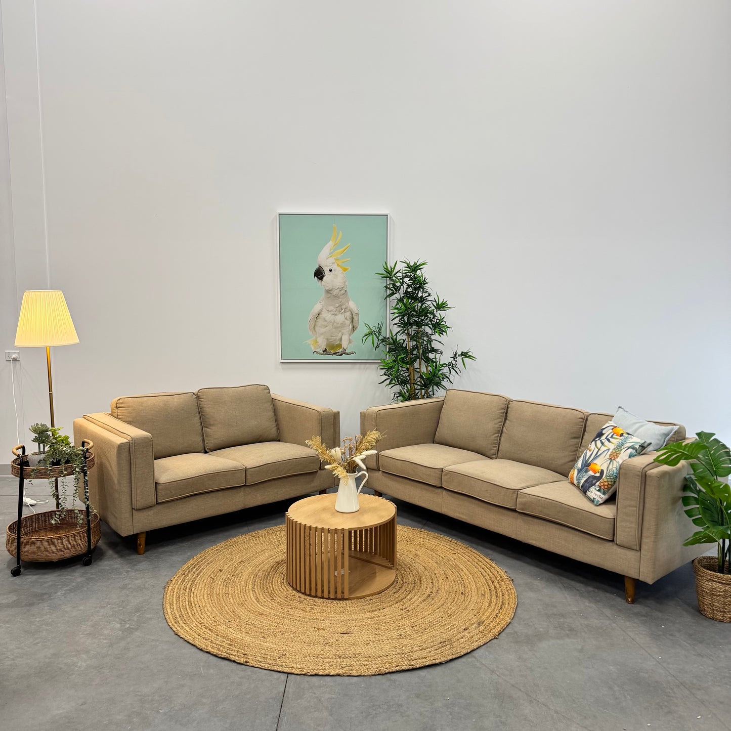 Temple & Webster Beige2 + 3 Seater Sofa