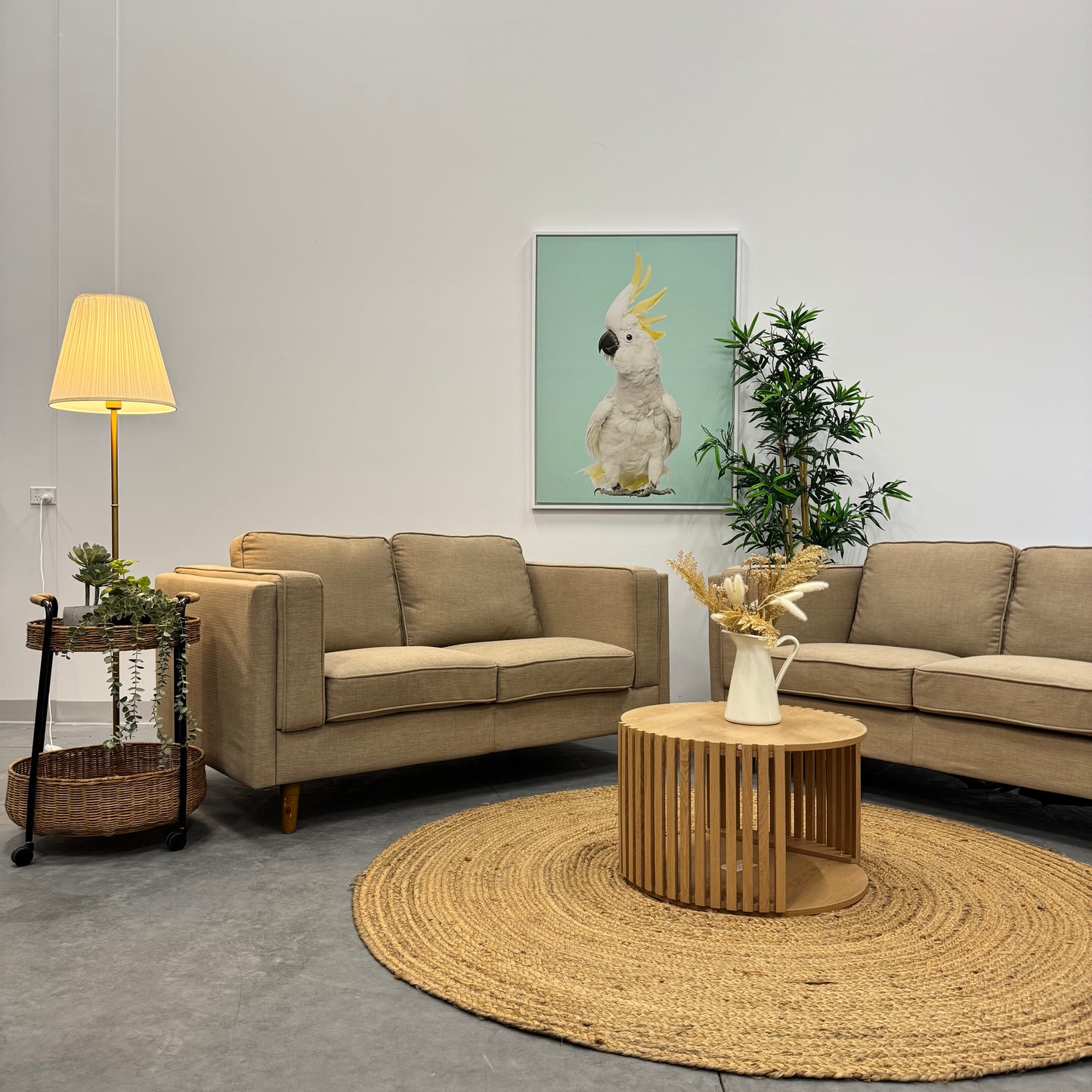 Temple & Webster Beige2 + 3 Seater Sofa