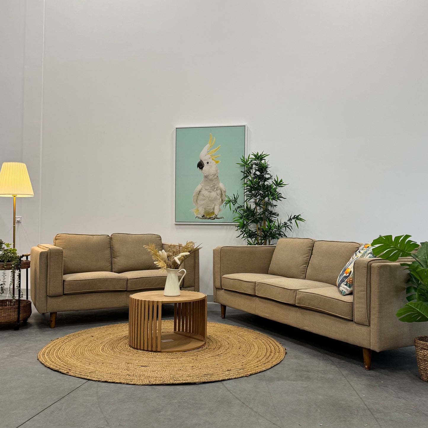 Temple & Webster Beige2 + 3 Seater Sofa