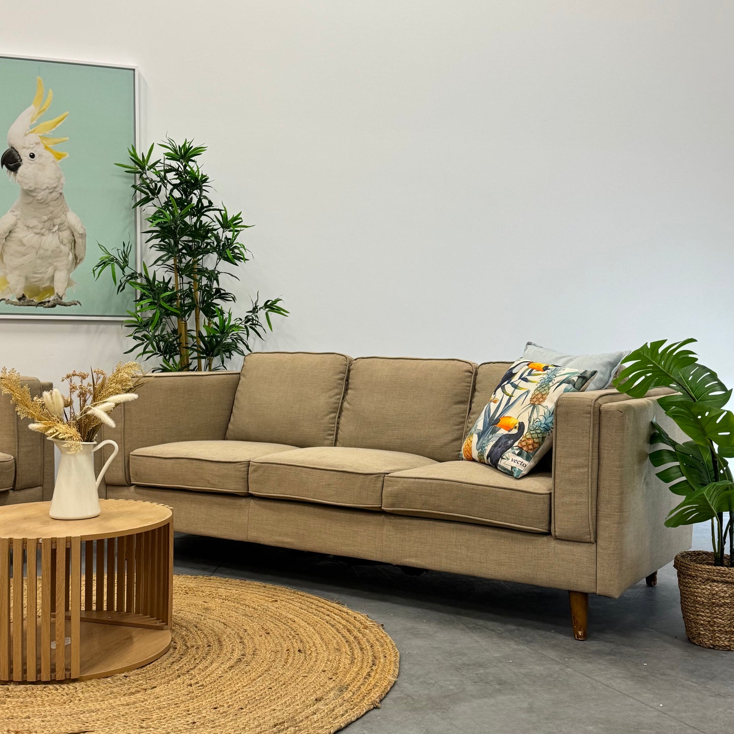 Temple & Webster Beige2 + 3 Seater Sofa