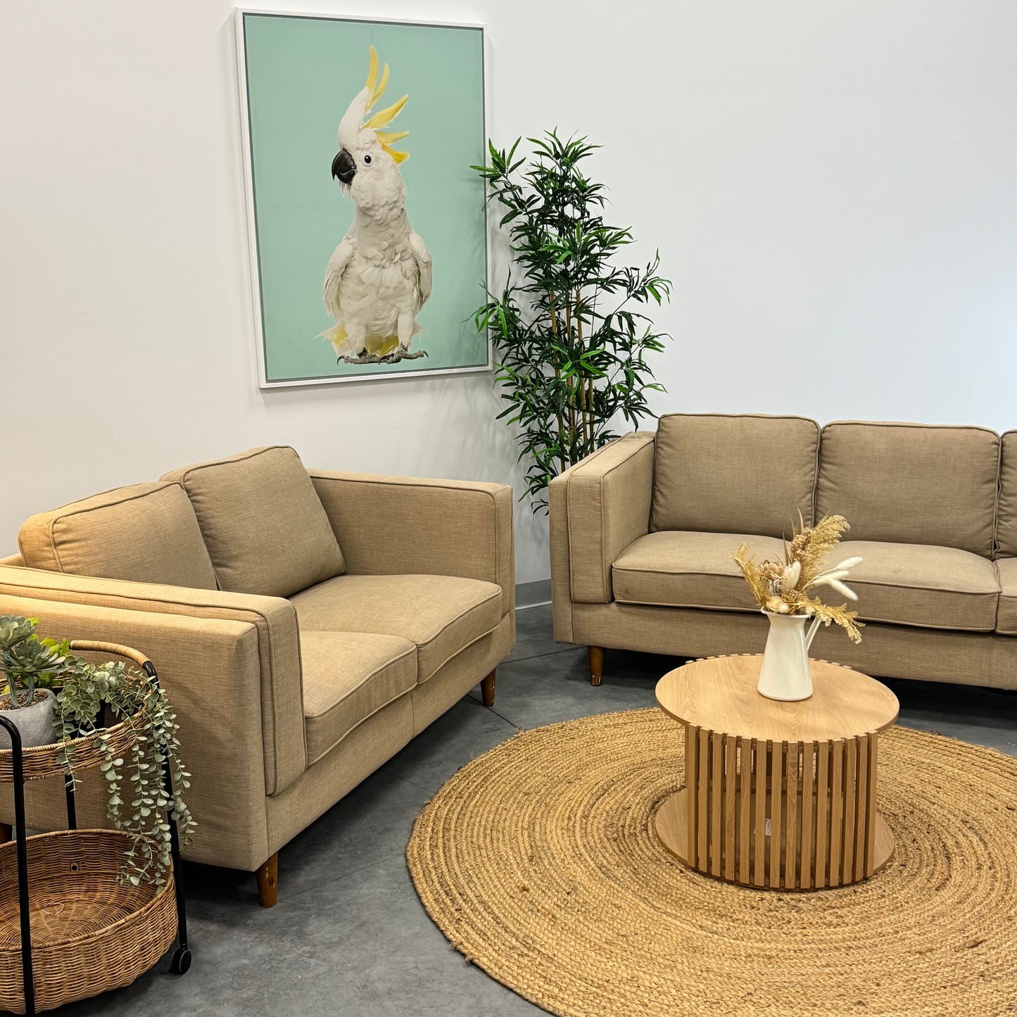 Temple & Webster Beige2 + 3 Seater Sofa