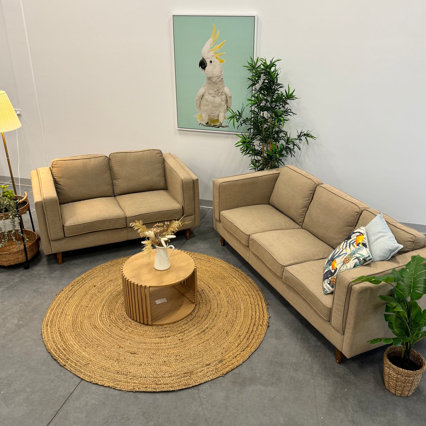 Temple & Webster Beige2 + 3 Seater Sofa