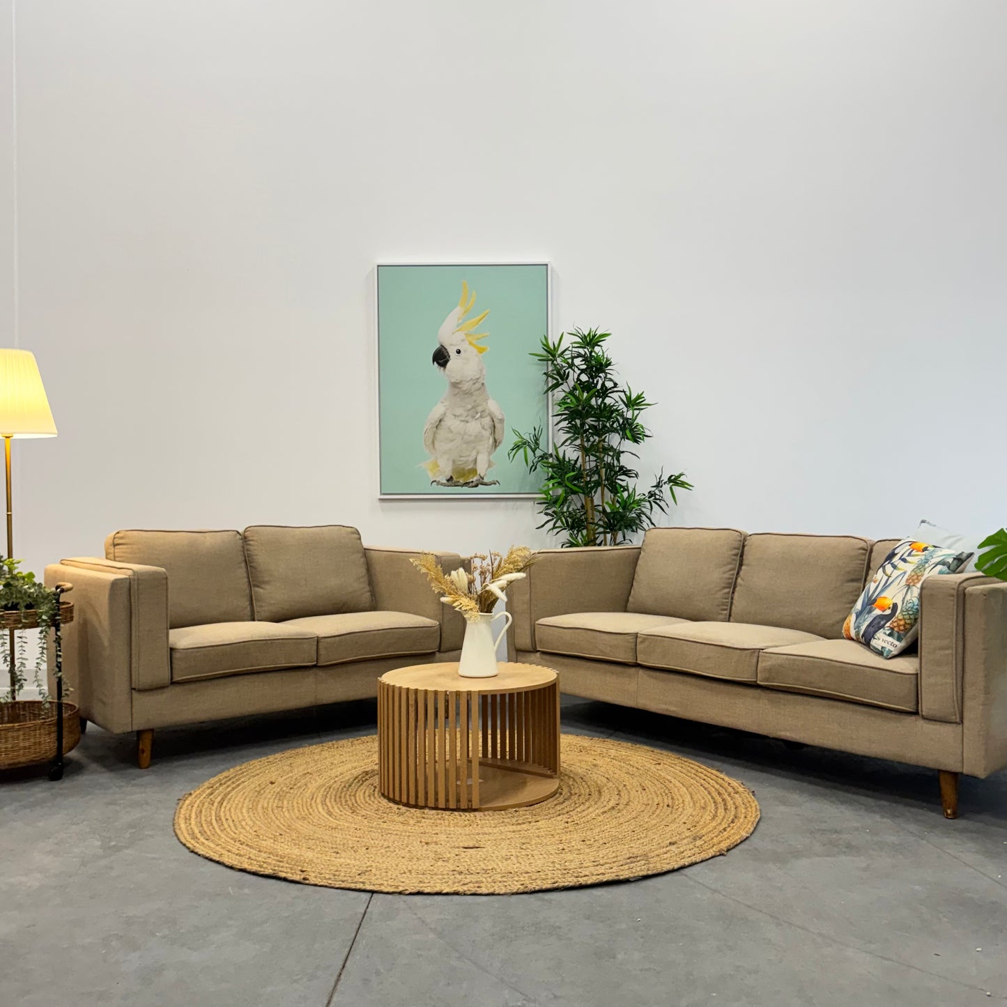 Temple & Webster Beige2 + 3 Seater Sofa