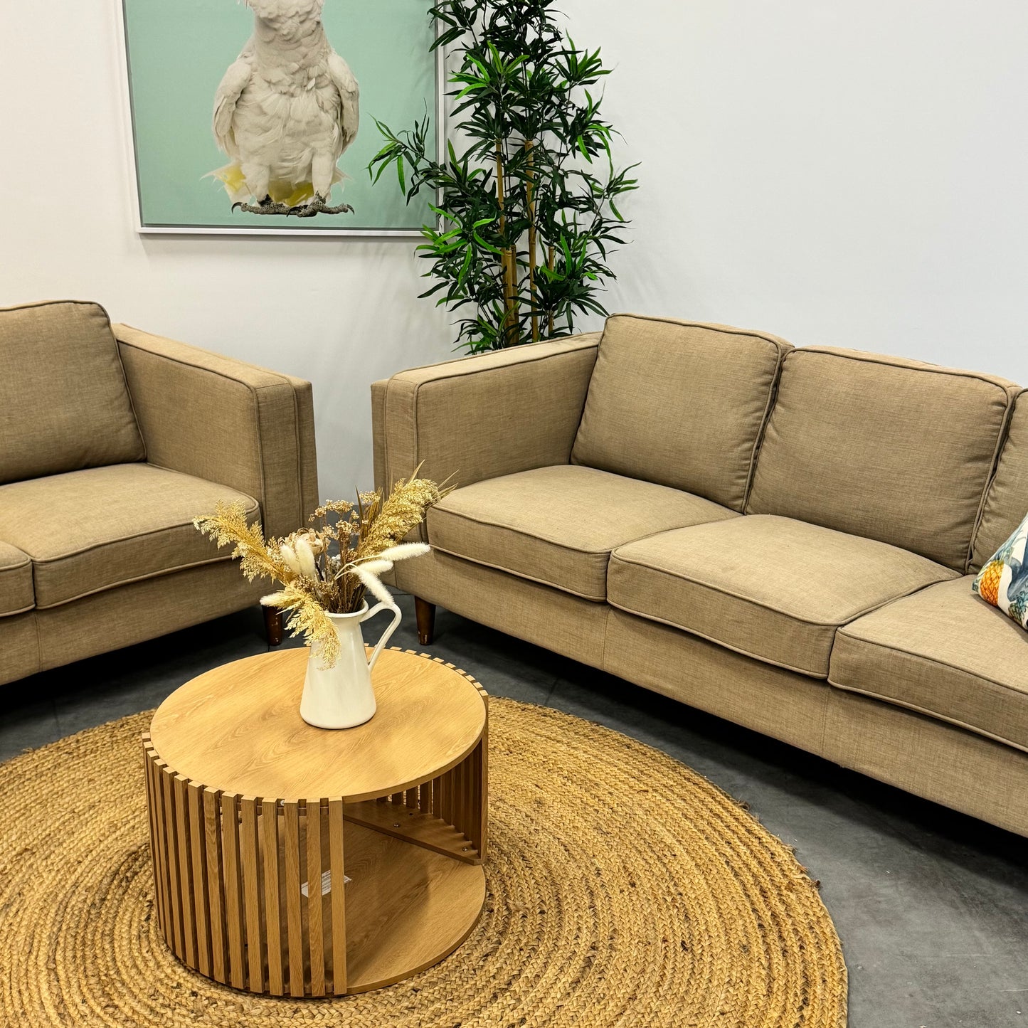 Temple & Webster Beige2 + 3 Seater Sofa