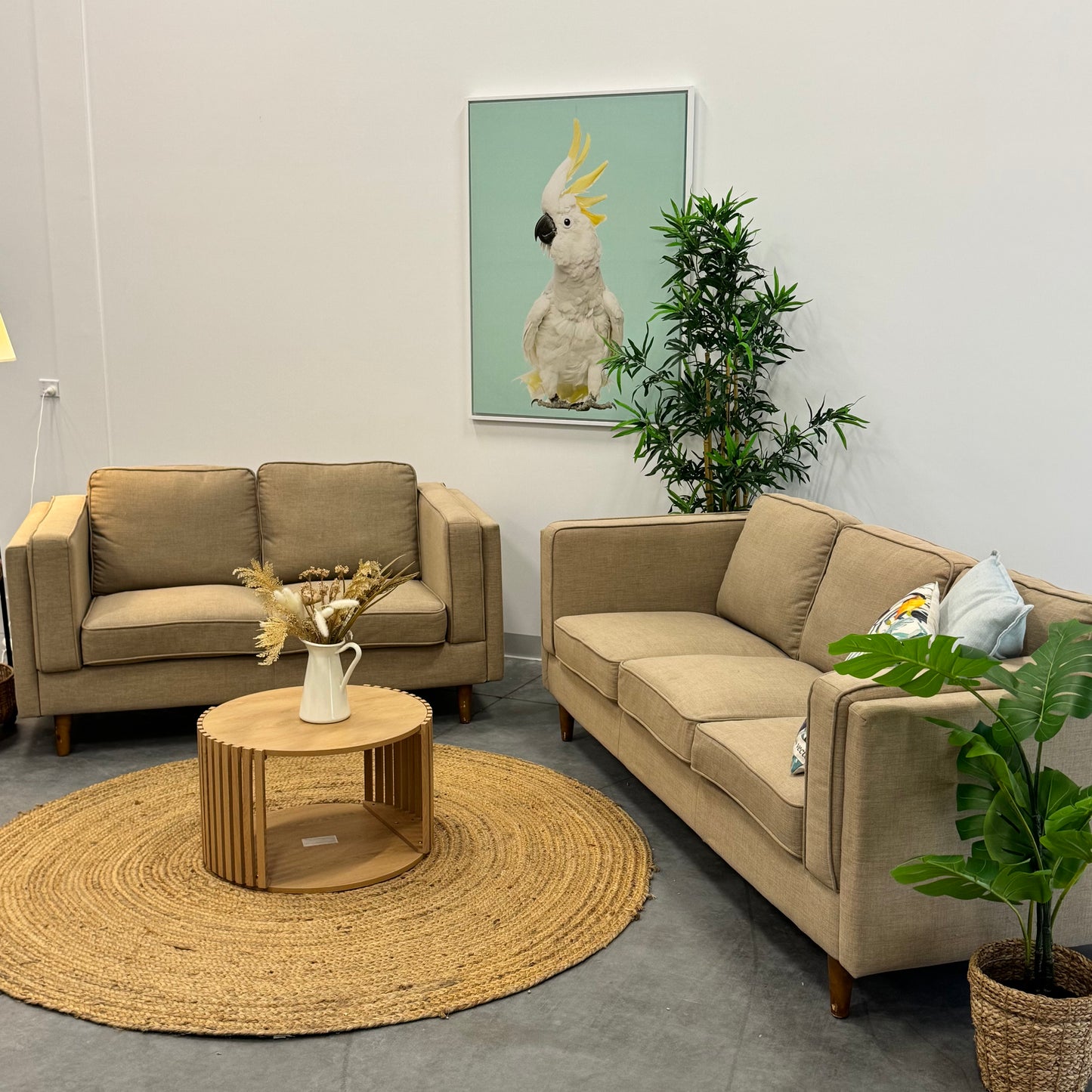 Temple & Webster Beige2 + 3 Seater Sofa