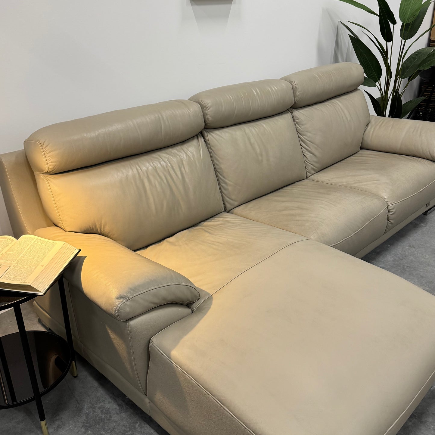 Zolano Genuine Leather 3 Seater Sofa with Chaise