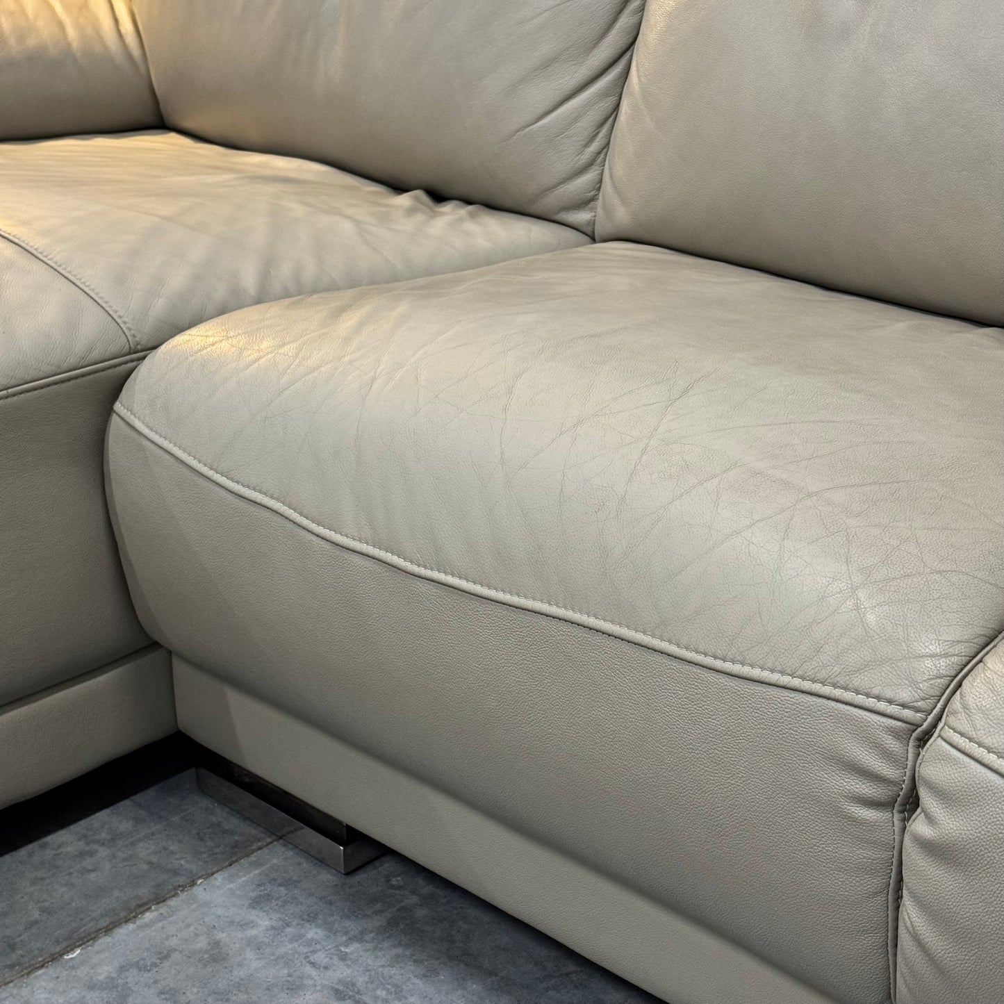 Zolano Genuine Leather 3 Seater Sofa with Chaise