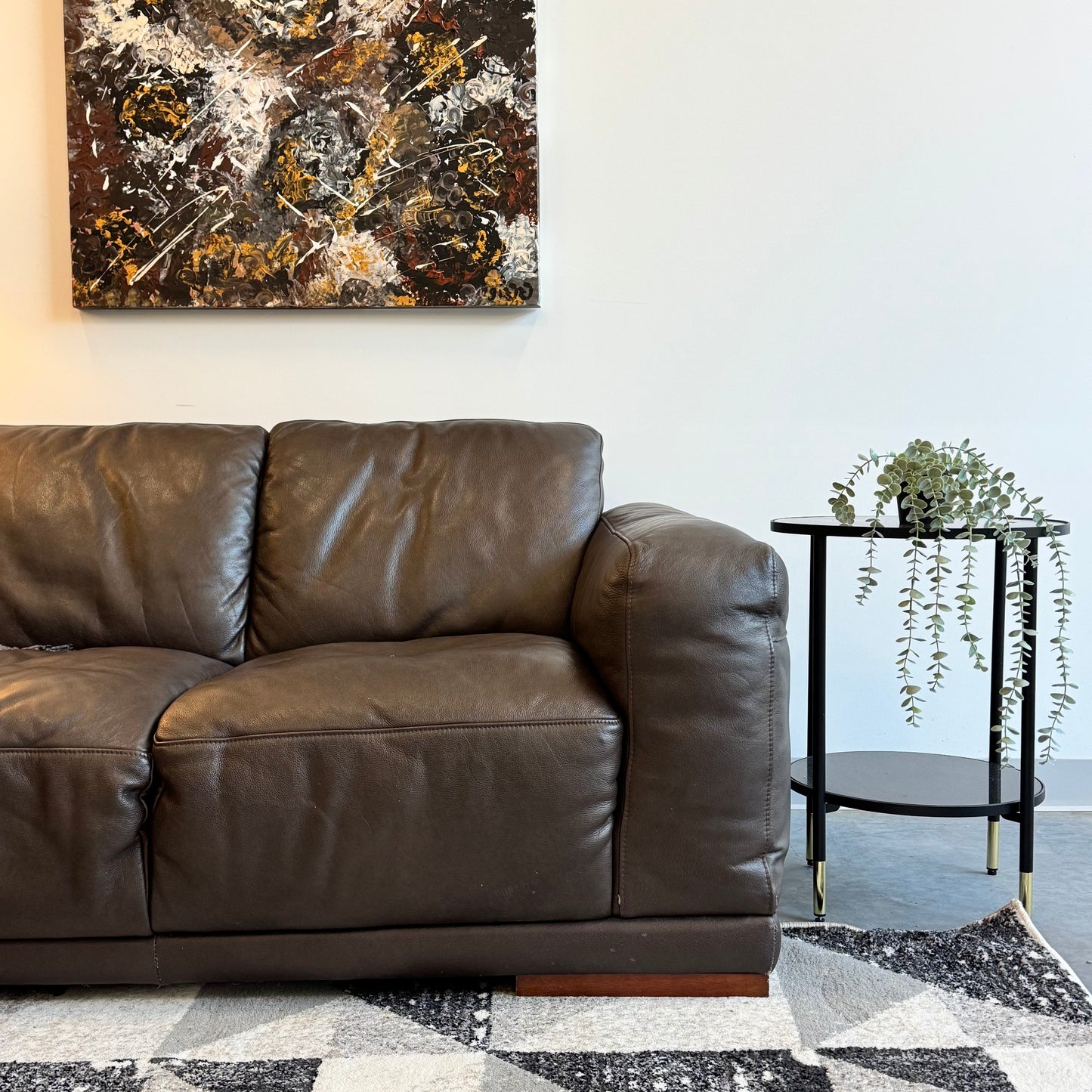 Plush Genuine Leather 2 Seater Sofa