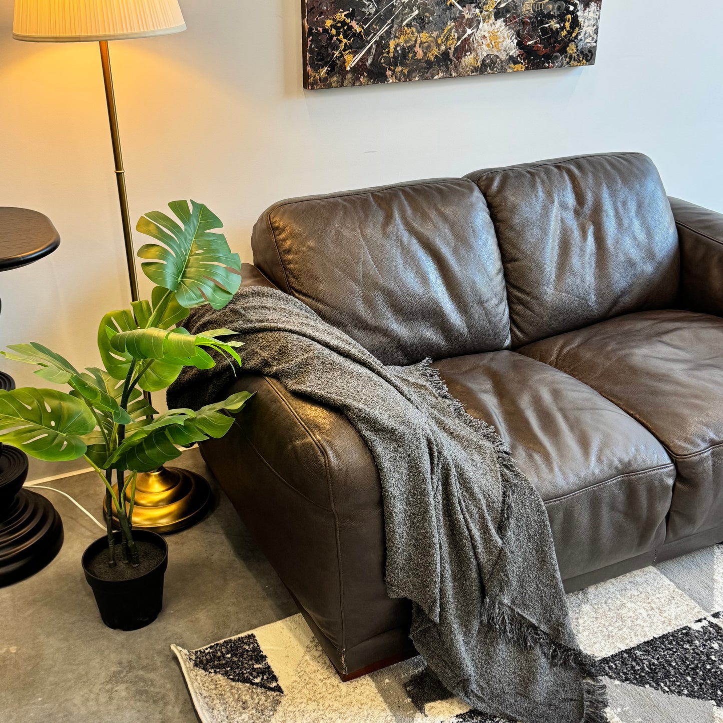 Plush Genuine Leather 2 Seater Sofa