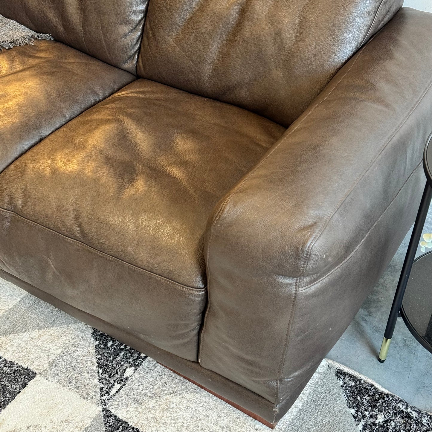 Plush Genuine Leather 2 Seater Sofa