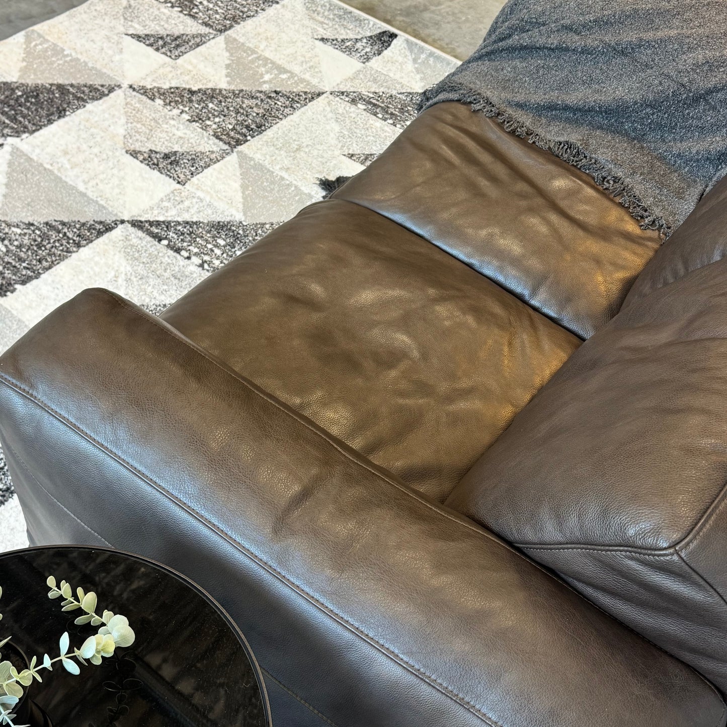 Plush Genuine Leather 2 Seater Sofa