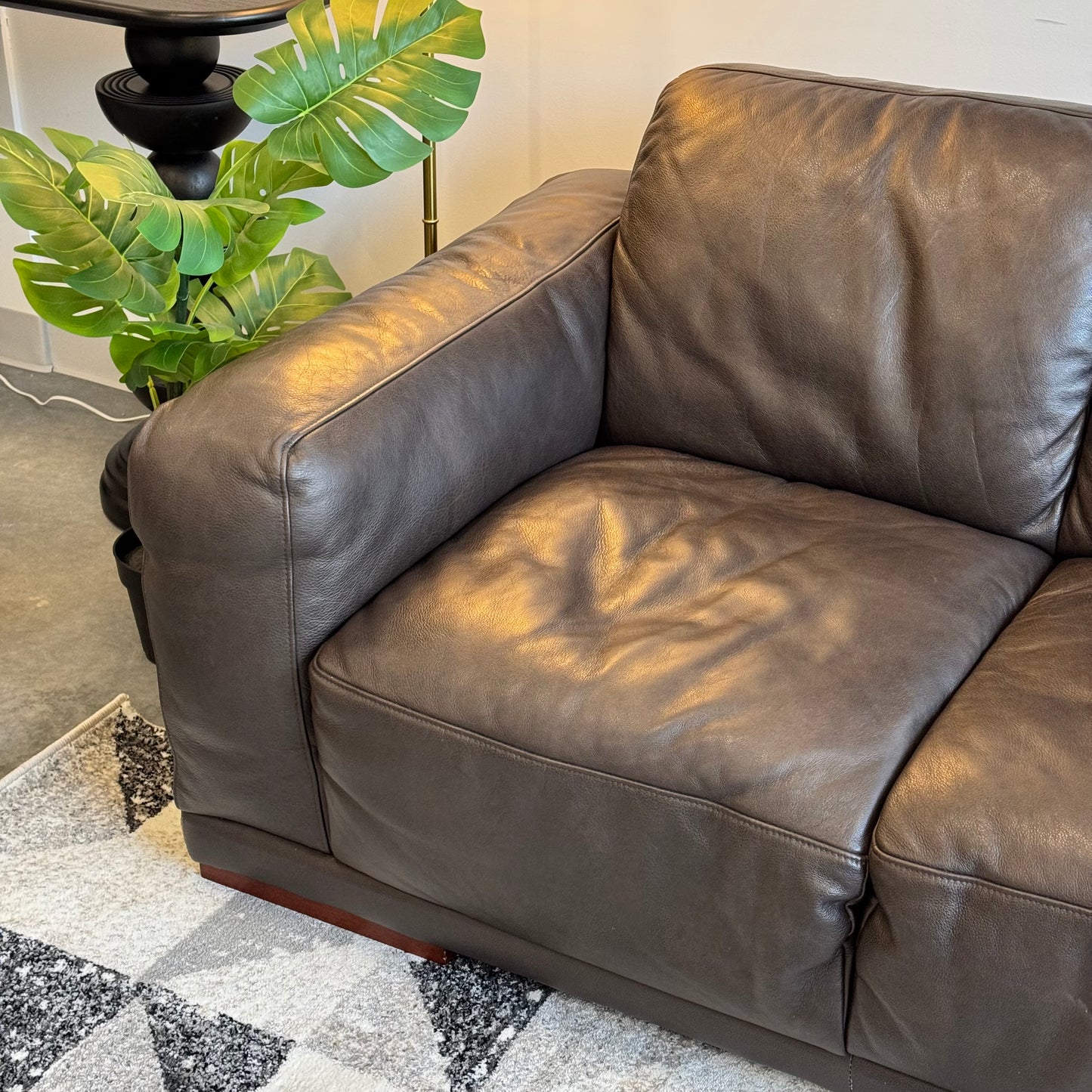 Plush Genuine Leather 2 Seater Sofa
