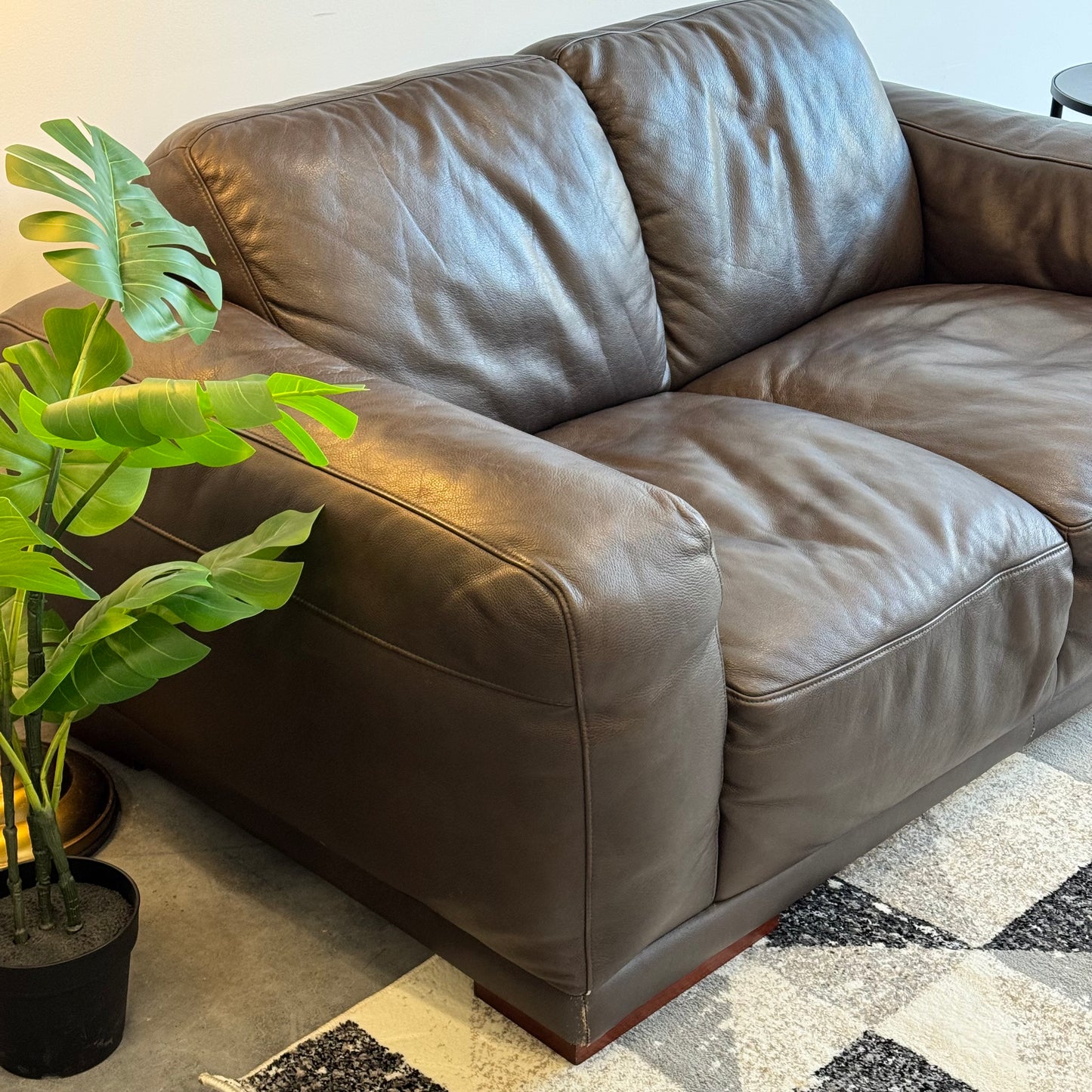 Plush Genuine Leather 2 Seater Sofa