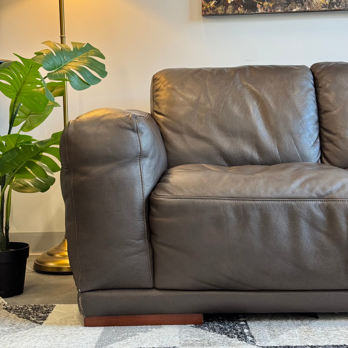 Plush Genuine Leather 2 Seater Sofa