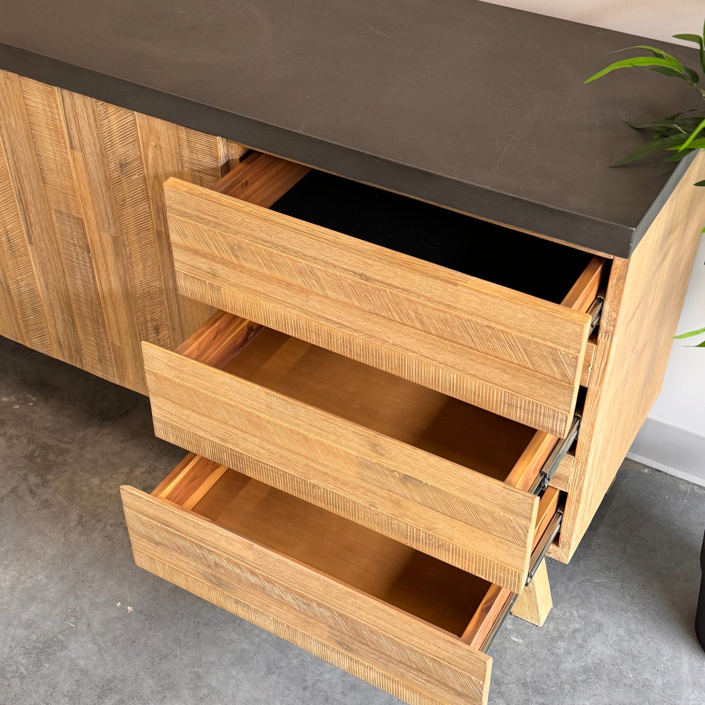 Nick Scali Oak Concrete Top Buffet / TV Unit