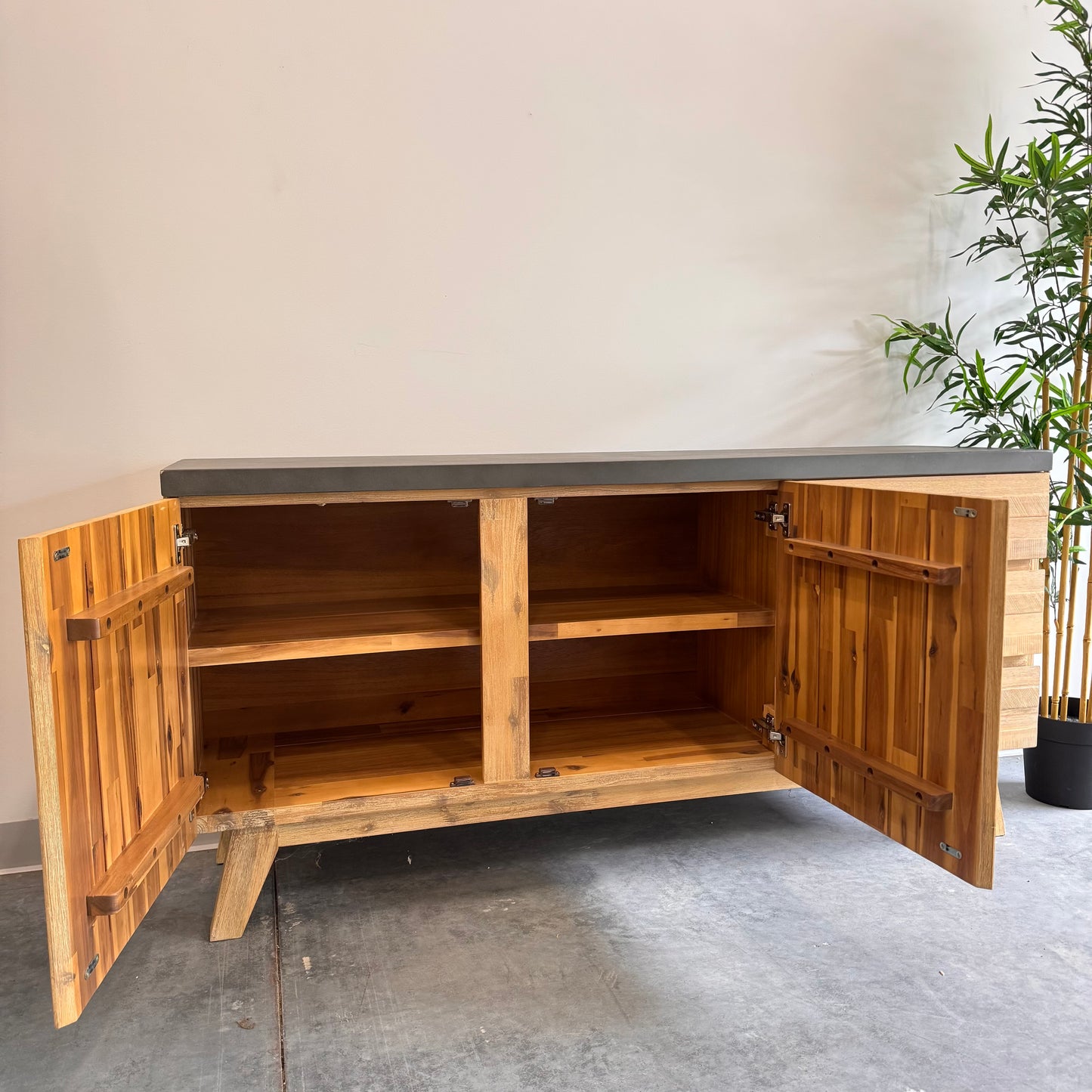 Nick Scali Oak Concrete Top Buffet / TV Unit
