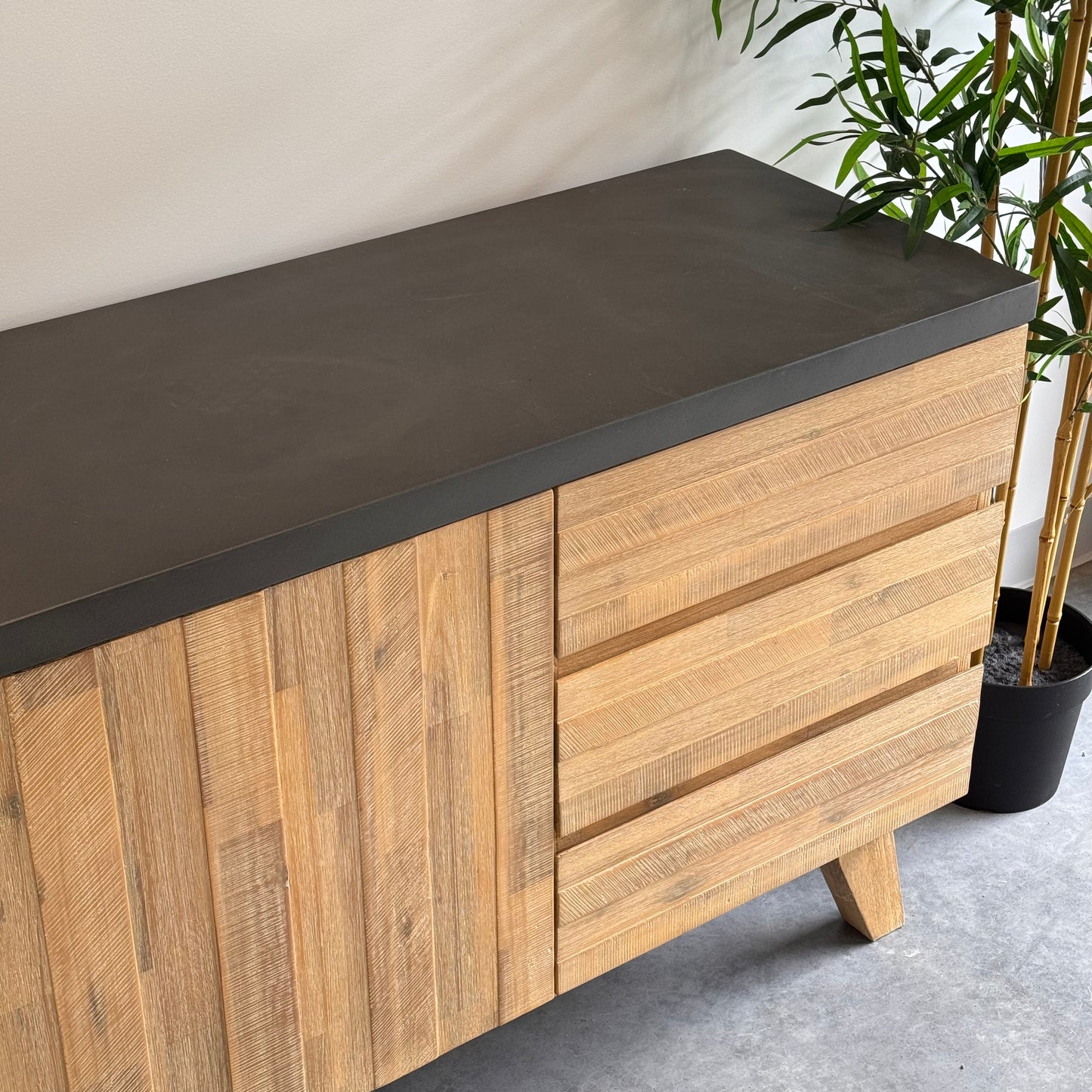 Nick Scali Oak Concrete Top Buffet / TV Unit