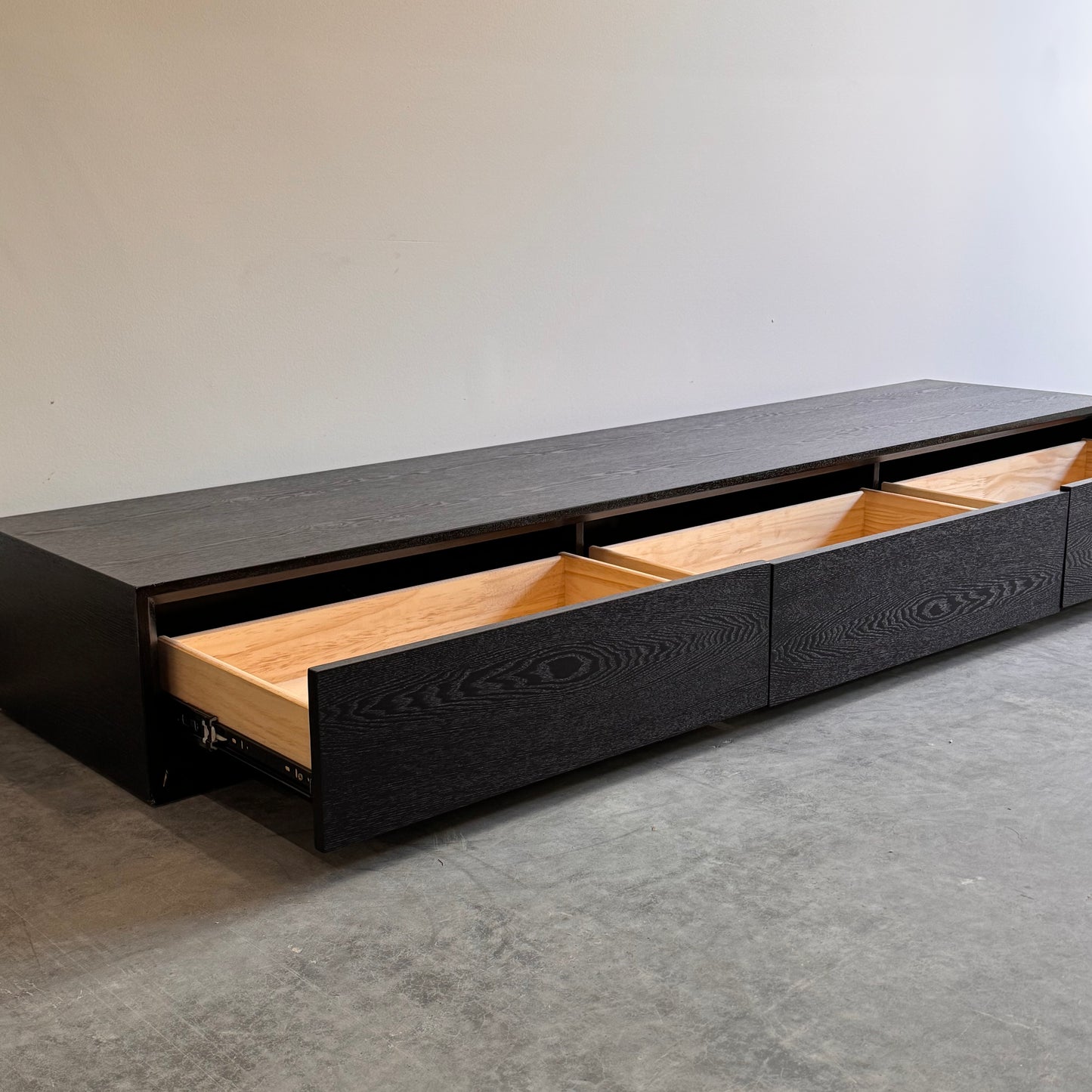Black Solid Wood Low Line TV Unit