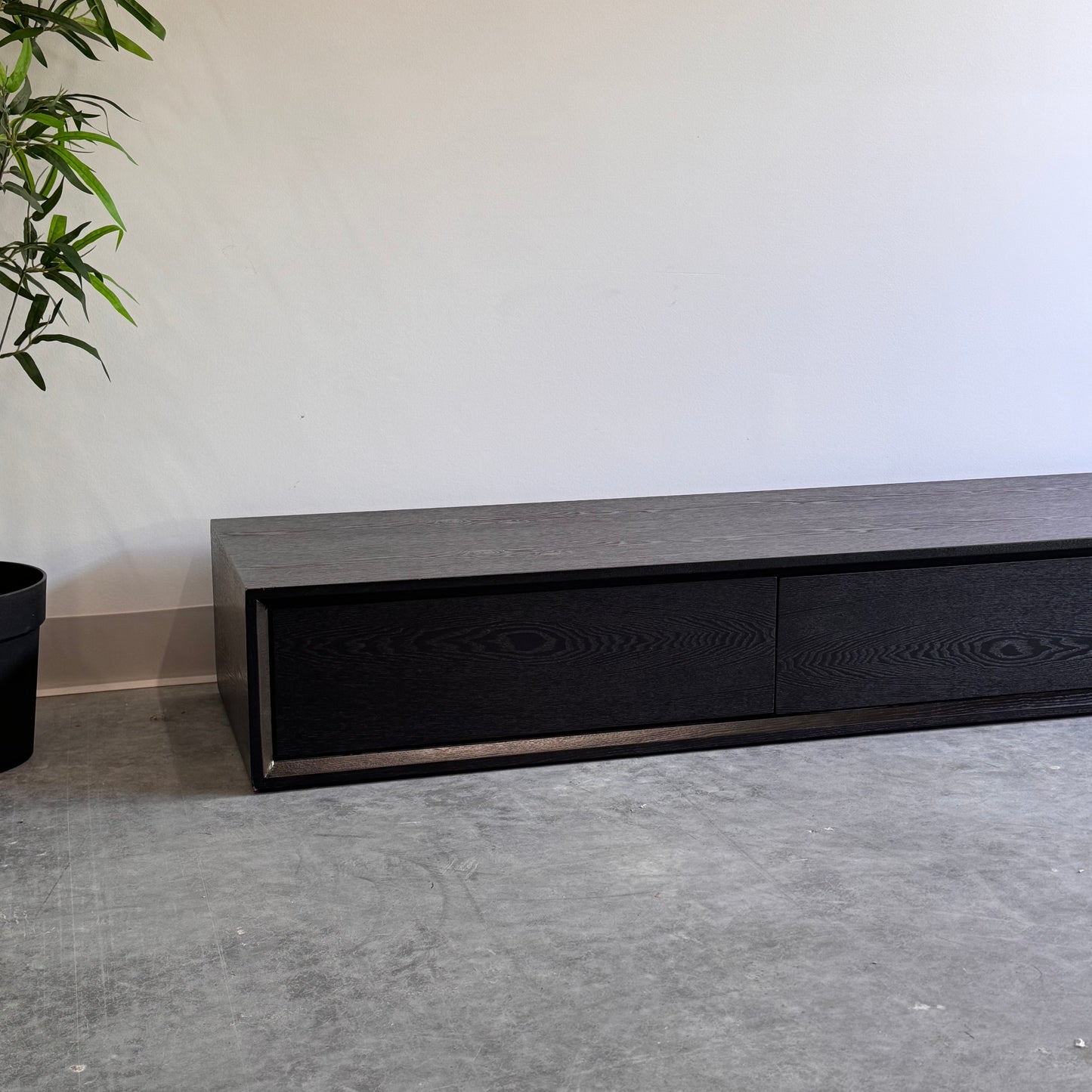 Black Solid Wood Low Line TV Unit