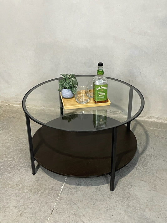 Black wood with Glass Top Coffee Table