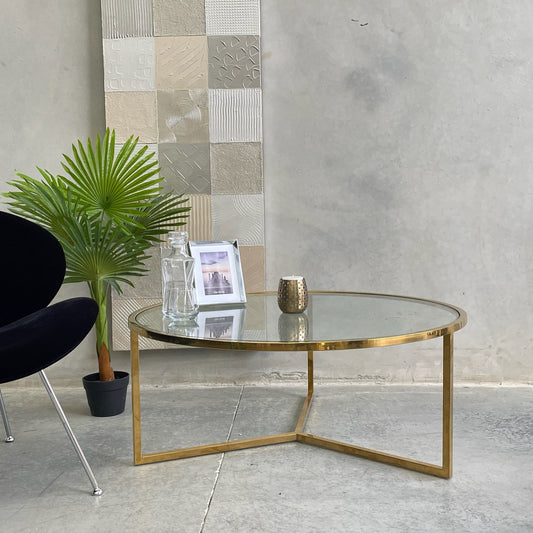 Round Gold Legs Coffee Table
